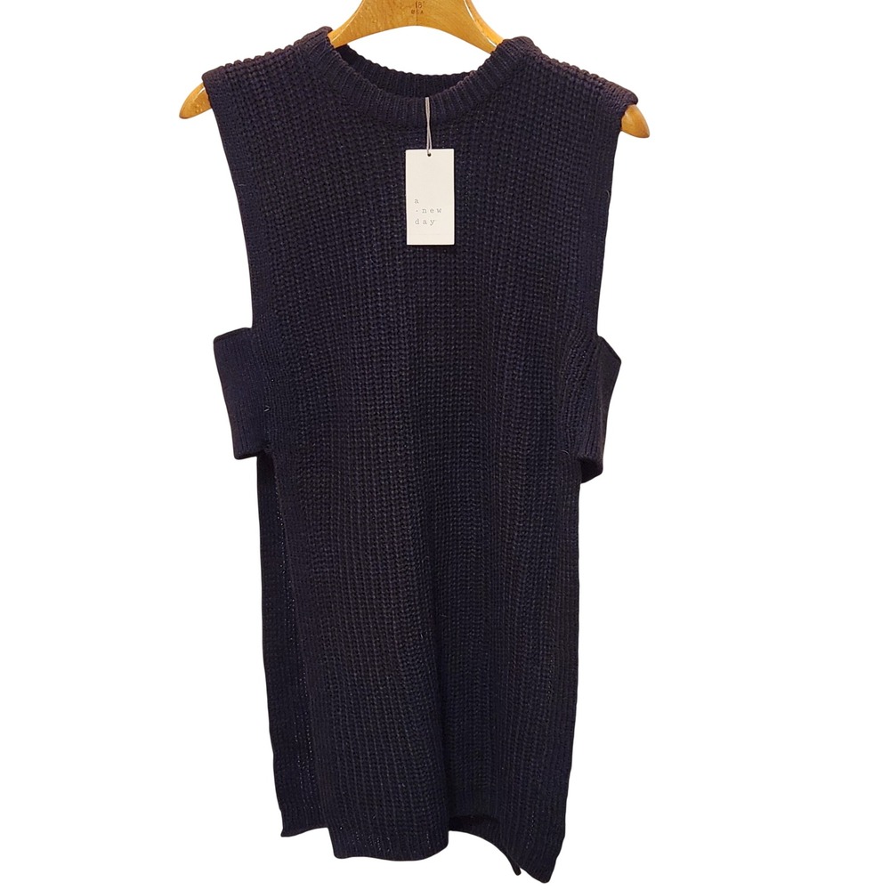 A New Day Womens XL/XXL Ebony Black Sleeveless Knit Sweater Vest NWT